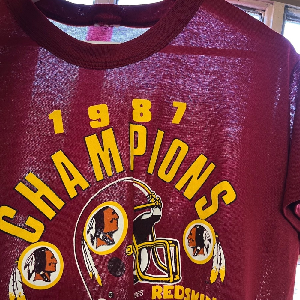 Vintage 1987 Washington Redskins Champions T-Shirt Joe Gibbs Single Stitch Tee